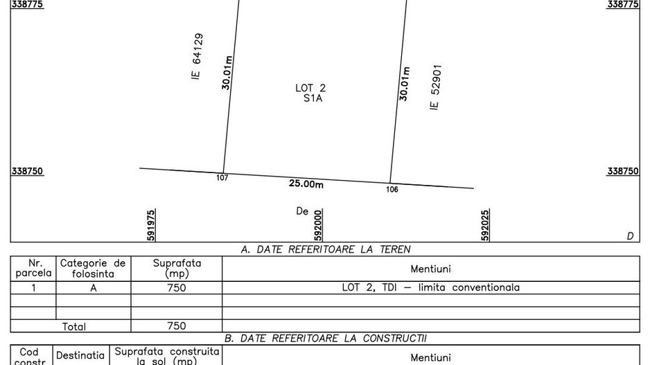 Tunari zona Castanului | teren 750 mp | deschidere 25 ml ideal duplex - Schiță 5