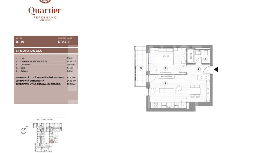 Apartament 2 camere Quartier Ferdinand - Poză 5