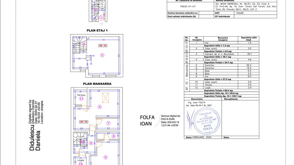 Apartament 10 – 4 camere – 105.7 mp – Parter + Etaj 1 + Mansardă - Poză 1