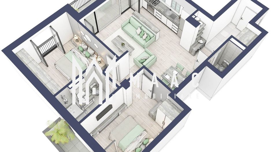 Apartament 3 camere | Balcoane 15.1 mp | Etaj 2 | Turnisor - Poză 3