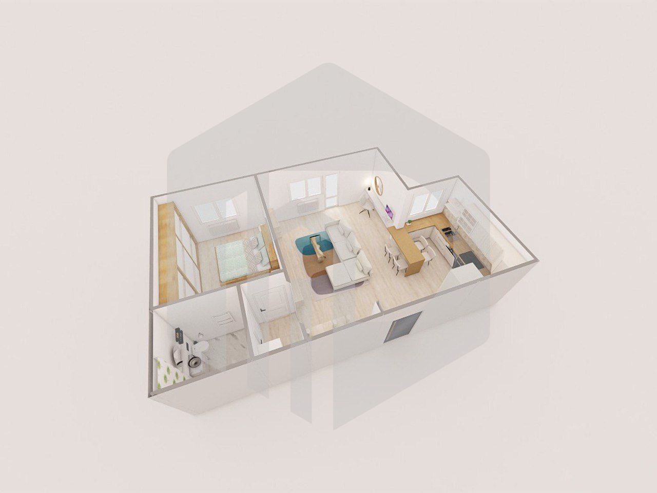 Apartament 2 Camere | 60mpu | Bloc Y  Etaj intermediar | Rahovei - Poză 8