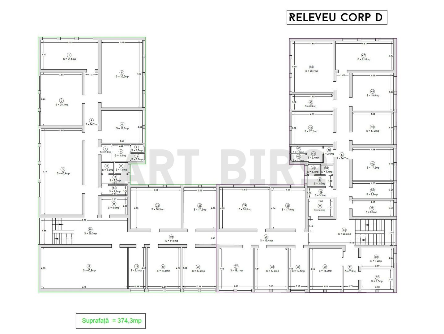 Zero comision, 33 - 374mp birou mobilat Semanatoarea, 5' metrou - Schiță 17