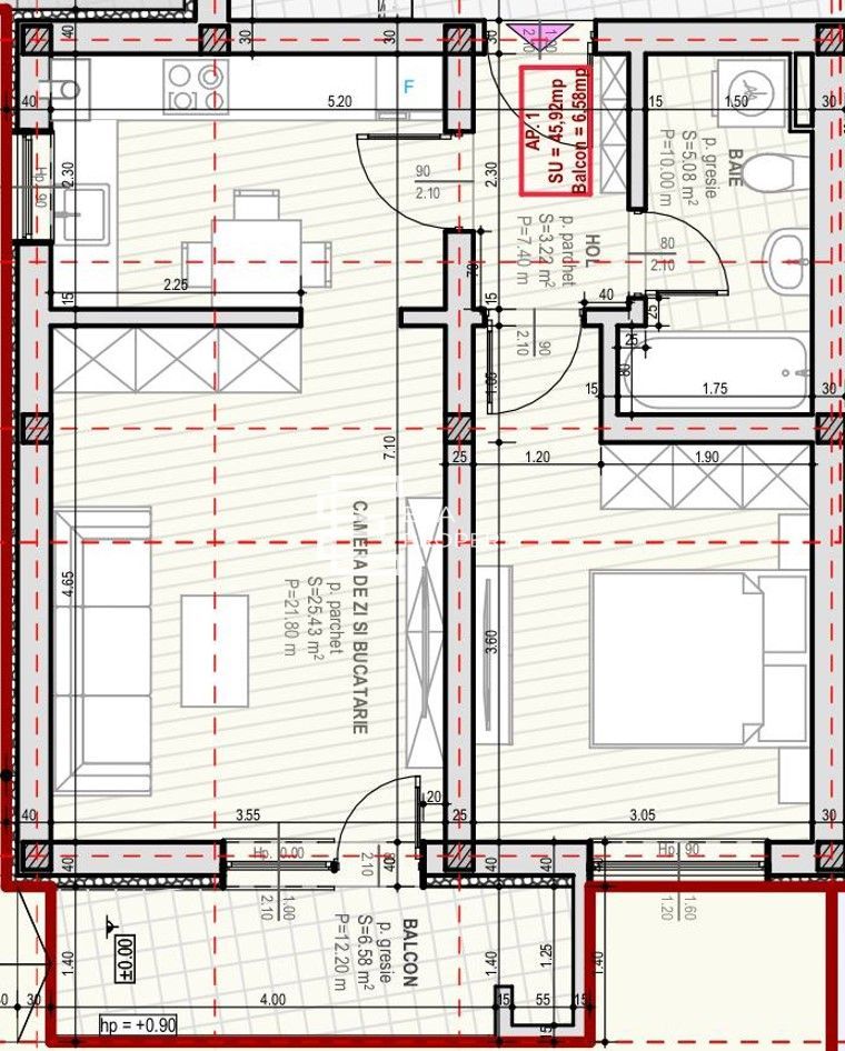 Apartament 2 camere 46 mp-pod-Șelimbăr, zona Unirii - Schiță 5
