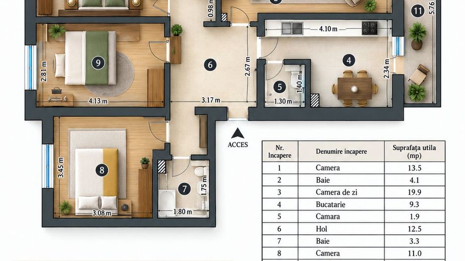 4 camere Lunca Cetățuii 2/4 95mp anvelopat 2025 Iași Centrală Proprie - Poză 2