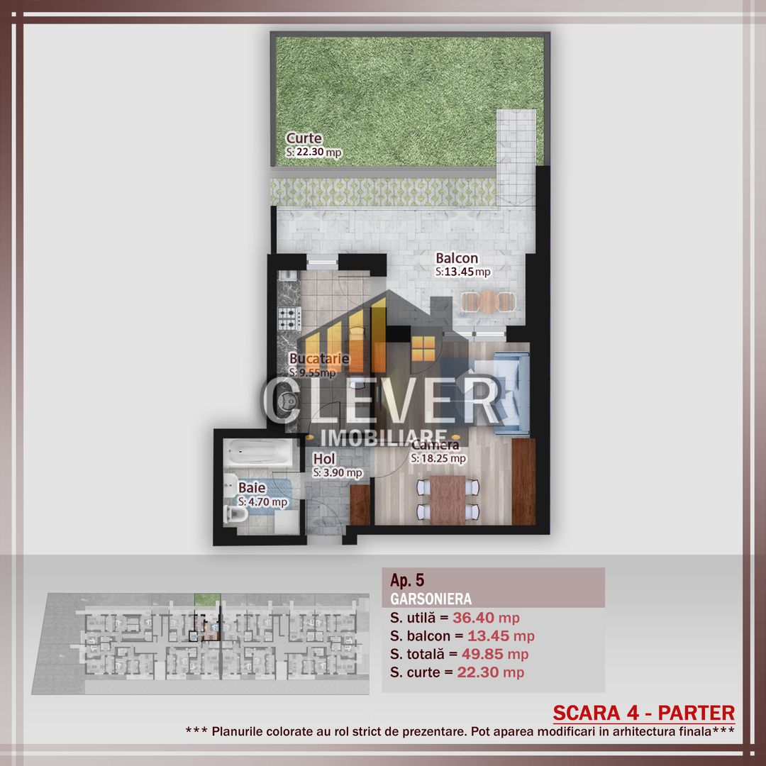 Garsoniera cu Terasa si GRADINA PROPRIE 22mp, zona Pallady - Poză 1