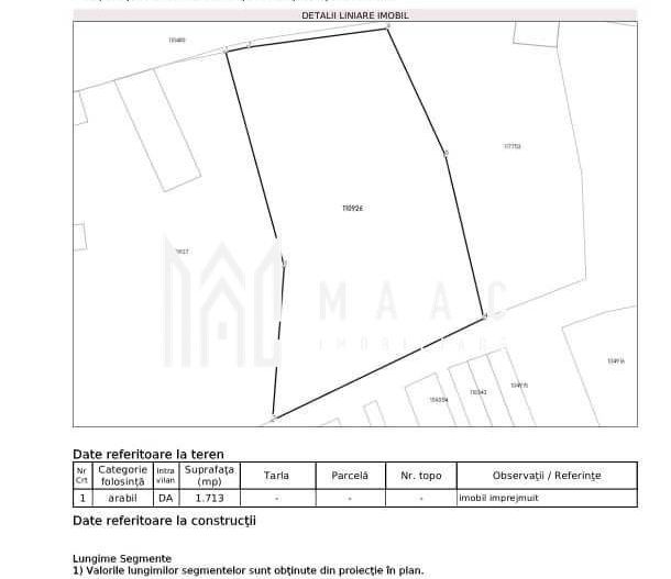 Teren intravilan 1713 mp | Colun | 27 m deschidere, utilități - Poză 2