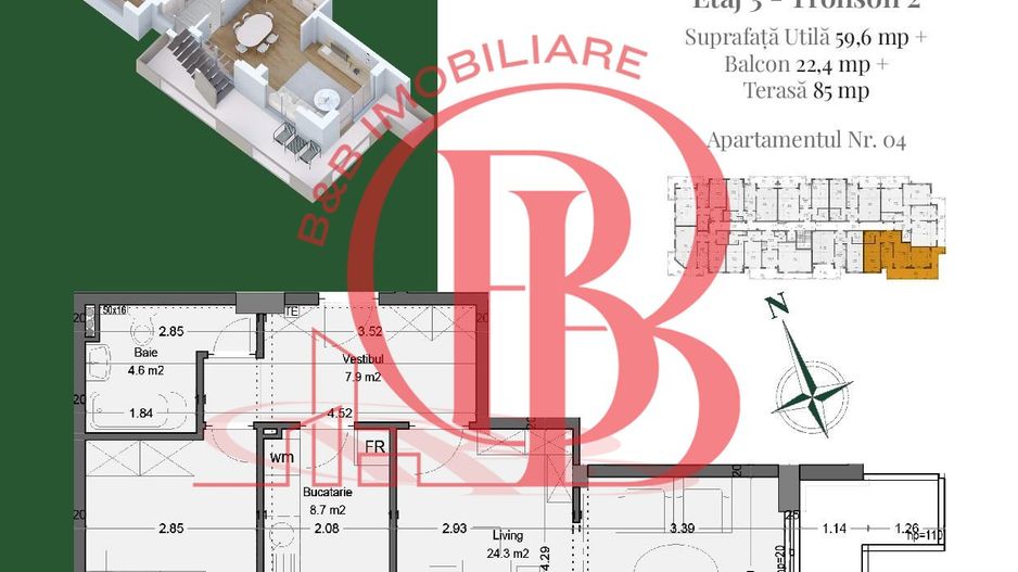 Apartament 2 camere | Rooftop Privat | Pallady Metrou Teclu - Schiță 2