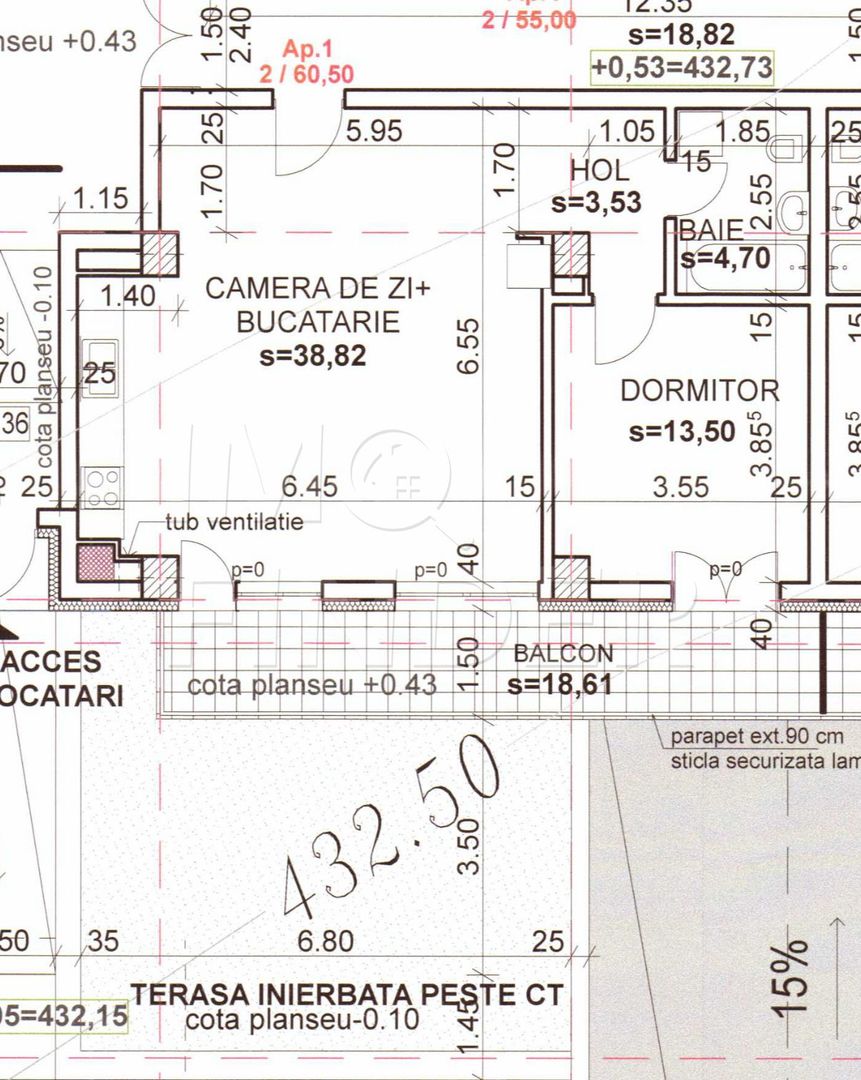 Vanzare apartament 2 camere Buna Ziua 61 mp utili + 51 mp terasa - Poză 3