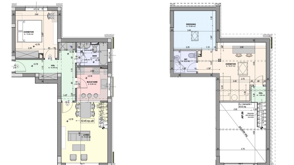 Penthouse 3 camere, 2 băi, mobilat complet, dressing - întabulat - Poză 12