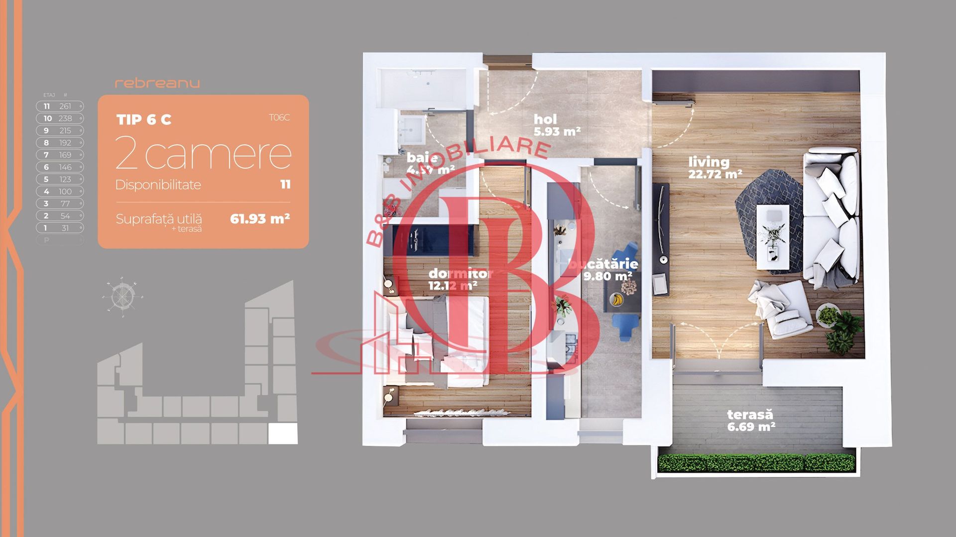 Apartament 2 camere Auchan Titan-Liviu Rebreanu-Sector 3 - Schiță 14