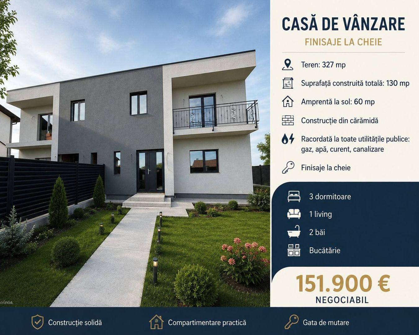 VILĂ P+1E tip DUPLEX și teren 327 mp, VASLUI zona KAUFLAND; - Poză 1