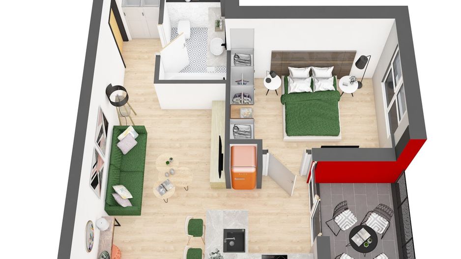 Apartament nou cu un dormitor la ARED CITY cartier RED9 IMAR - Poză 2
