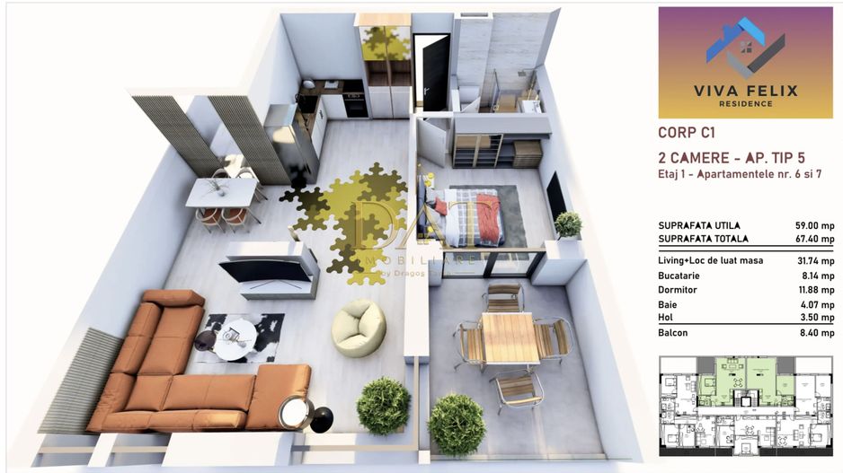 2 camere | finisat premium | parcare inclusa | VIVA RESIDENCE FELIX - Poză 13
