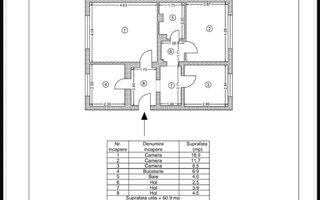 Apartament 3 camere, parter – Tineretului - Schiță 8