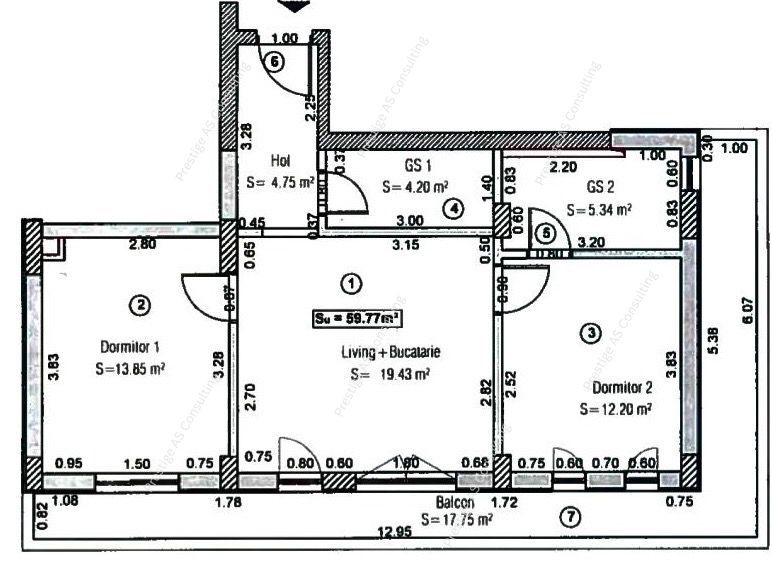 Apartament premium 3 Camere 2 Bai | Vedere Panoramica | Aradului-Regina Maria - Schiță 4