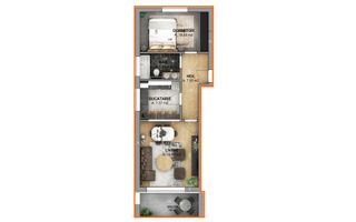 Apartament 2 camere, 52.10 mp - intabulat - (KON-60P-DO-ap.1) - Poză 2