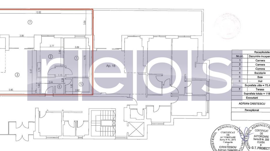 VANZARE 3 CAMERE | PARTER + TERASA | IDEAL BIROURI/INVESTITIE | PIATA VICTORIEI - Schiță 12