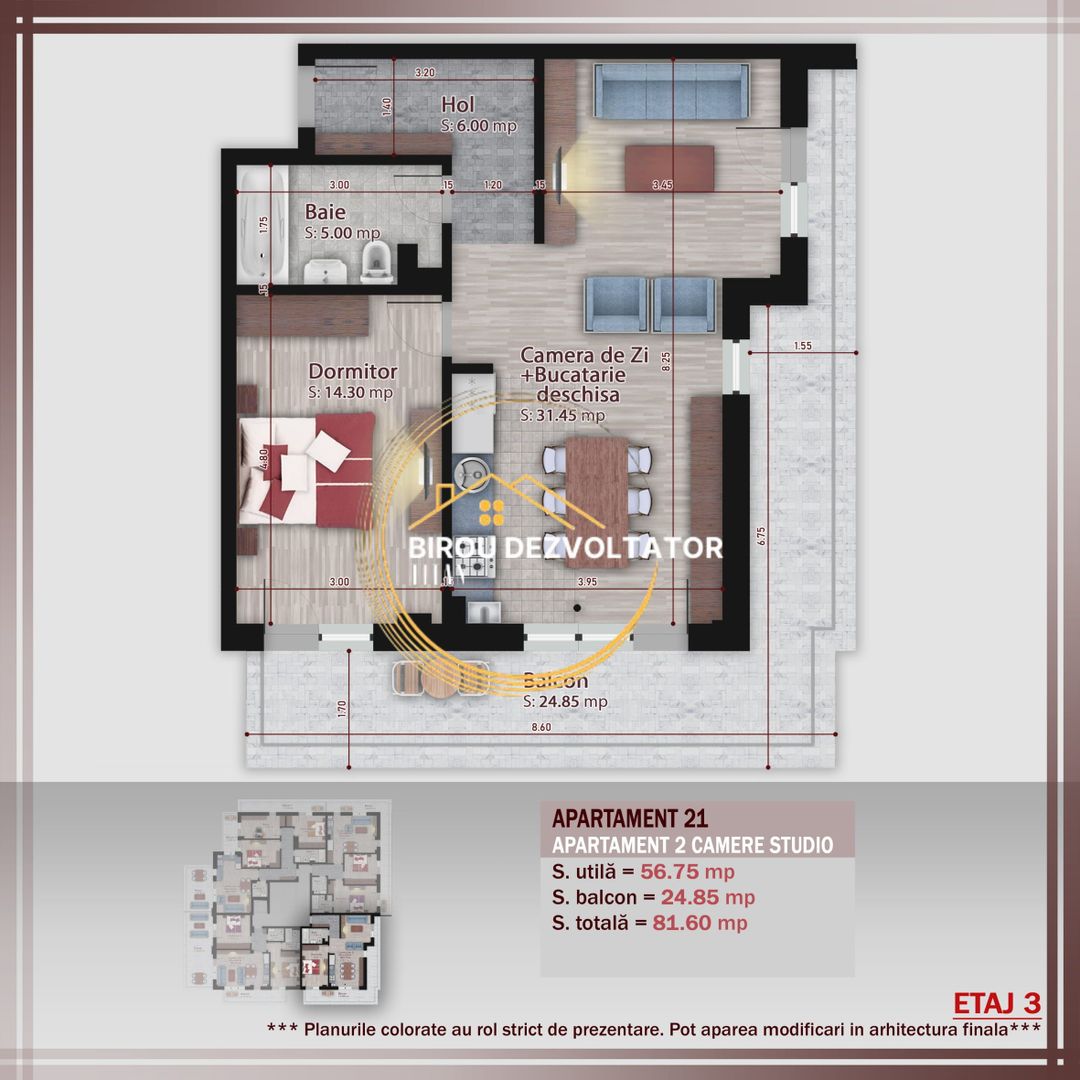 Decomanadat Mare Parcare Gratis Pretabil 3 camere Pallady metrou Teclu - Poză 2