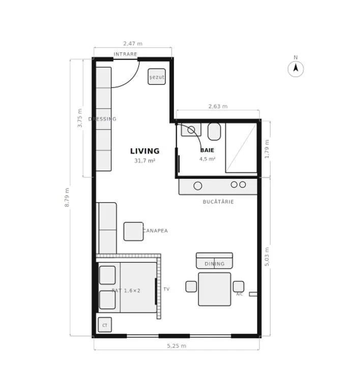 Studio Modern | Ivory Residence | 40 mp - Schiță 6