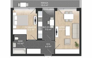 Apartament 2 camere Terasa | Etaj 4 |  Faza 3 - Poză 1