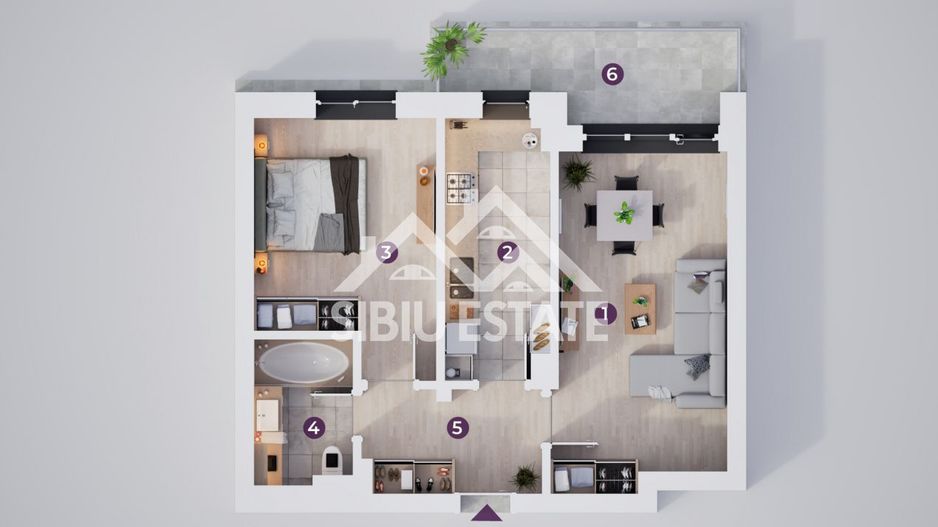Apartament modern 2 camere cu terasa si incalzire in pardoseala - Poză 2