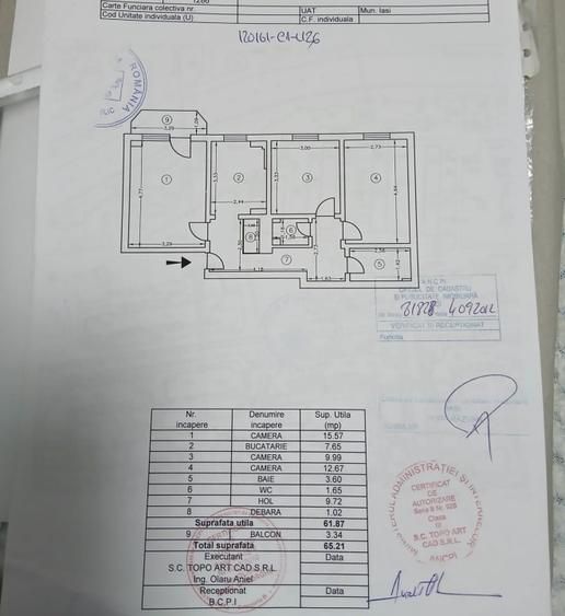 Apartament 3 camere, D.,2 bai, 65mp 135000euro Pacurari - Poză 8
