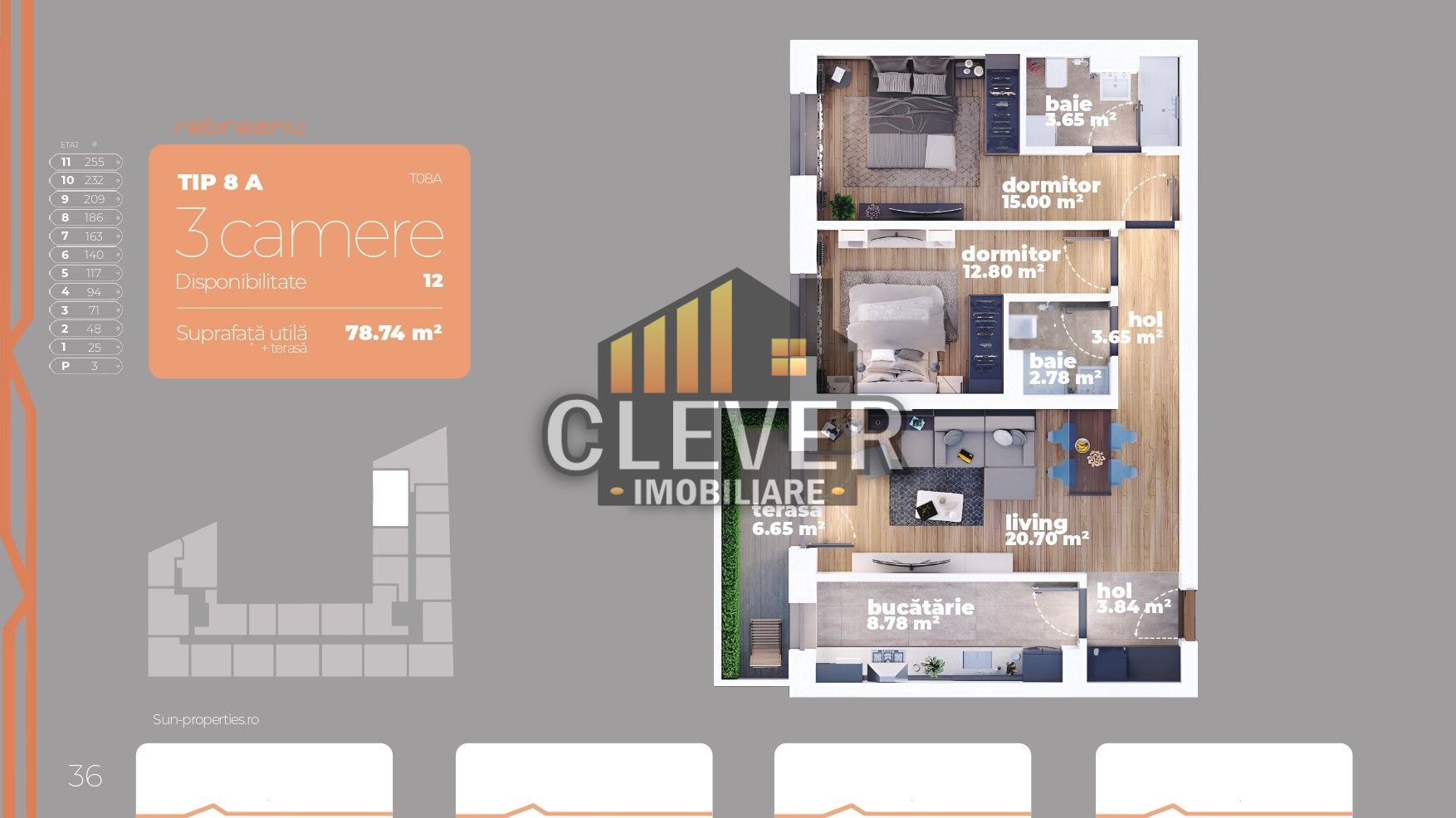Finalizat Apartament 3 camere decomandat 2 bai Auchan Titan Rebreanu - Schiță 19