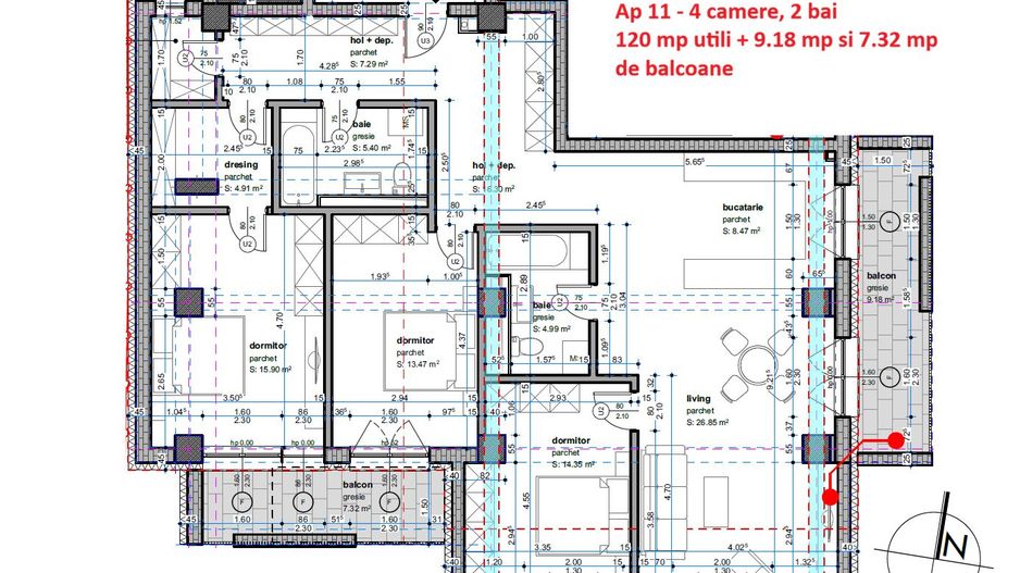 Dâmbovița-Șagului | Bloc Nou | 2, 3 și 4 Camere | Penthouse | Parcare subterana - Poză 4