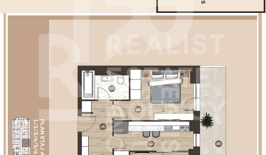 Vânzare, apartament, 2 camere, First Estates Pipera - Schiță 2