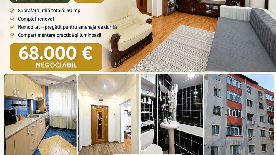 Apartament cu 2 camere, etaj 2, VASLUI - zona CENTRU; - Poză 1