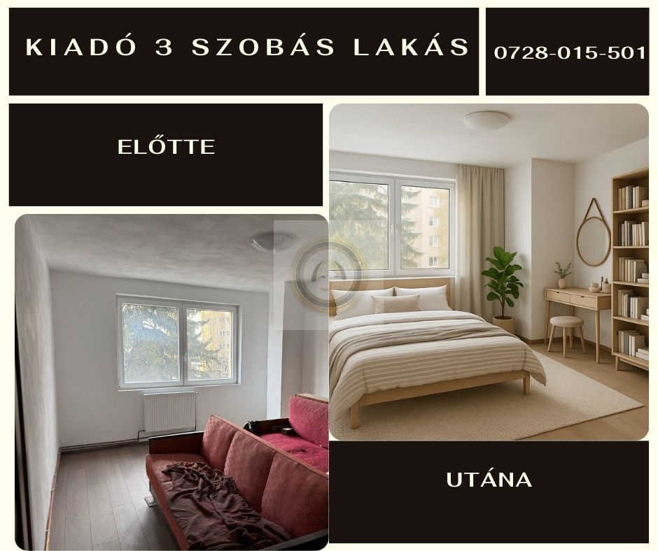 Apartament 3 camere de inchiriat | nemobilat, neutilat | langaDoboz - Poză 3