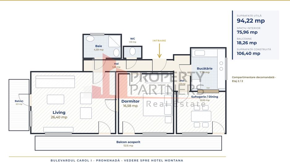 Apartament 3 camere, Bd. Carol I, vizavi de Hotel Montana, centrul Sinaiei - Poză 21