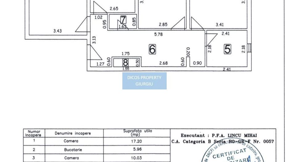 De Vânzare - Apartament 3 Camere, Strada Decebal - Schiță 2