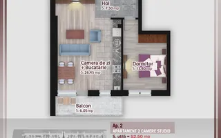 2 camere studio 58 mp – parter – comision 0% - Pallady - Schiță 14