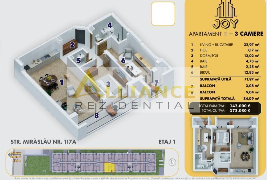 [JOY] Apartament cu 3 camere | 2 bai - 84 mp - Poză 7