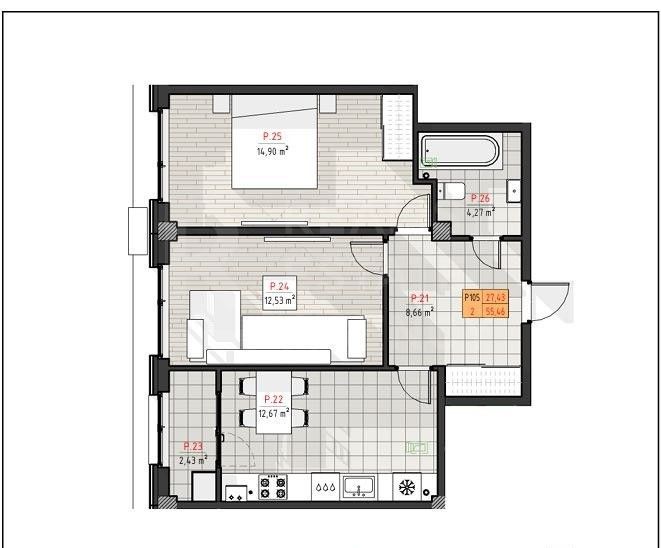 Vânzare, apartamnet 2 camere, str. Ialoveni, Centru - Poză 2
