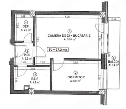 Apartament 2 Camere 37 mp | Parcare subterana | Terra | Floresti | - Schiță 7