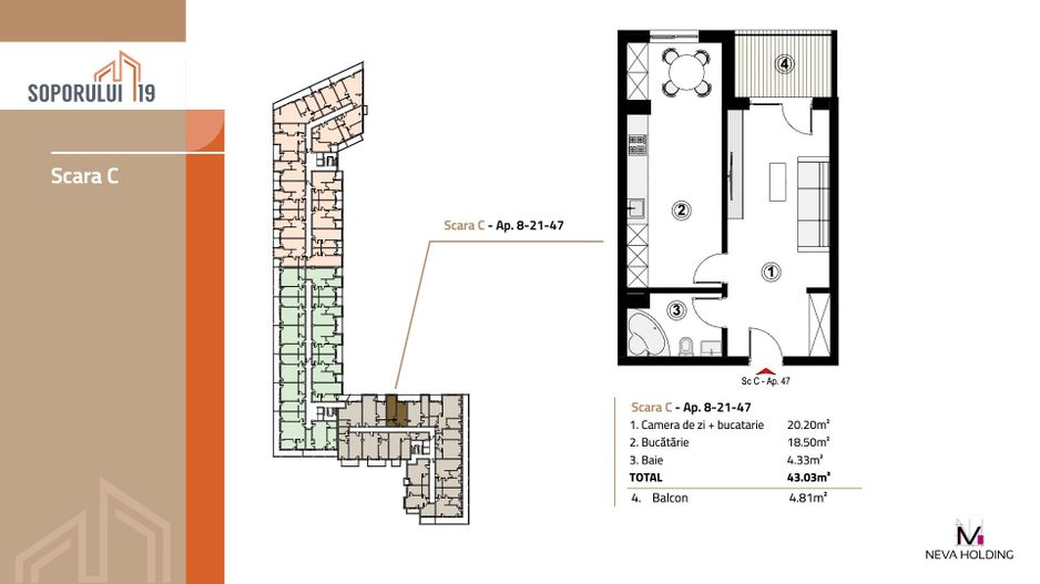 🏡 Studio modern | 43 mp utili | Ansamblu nou | Gheorgheni – Soporului - Poză 3