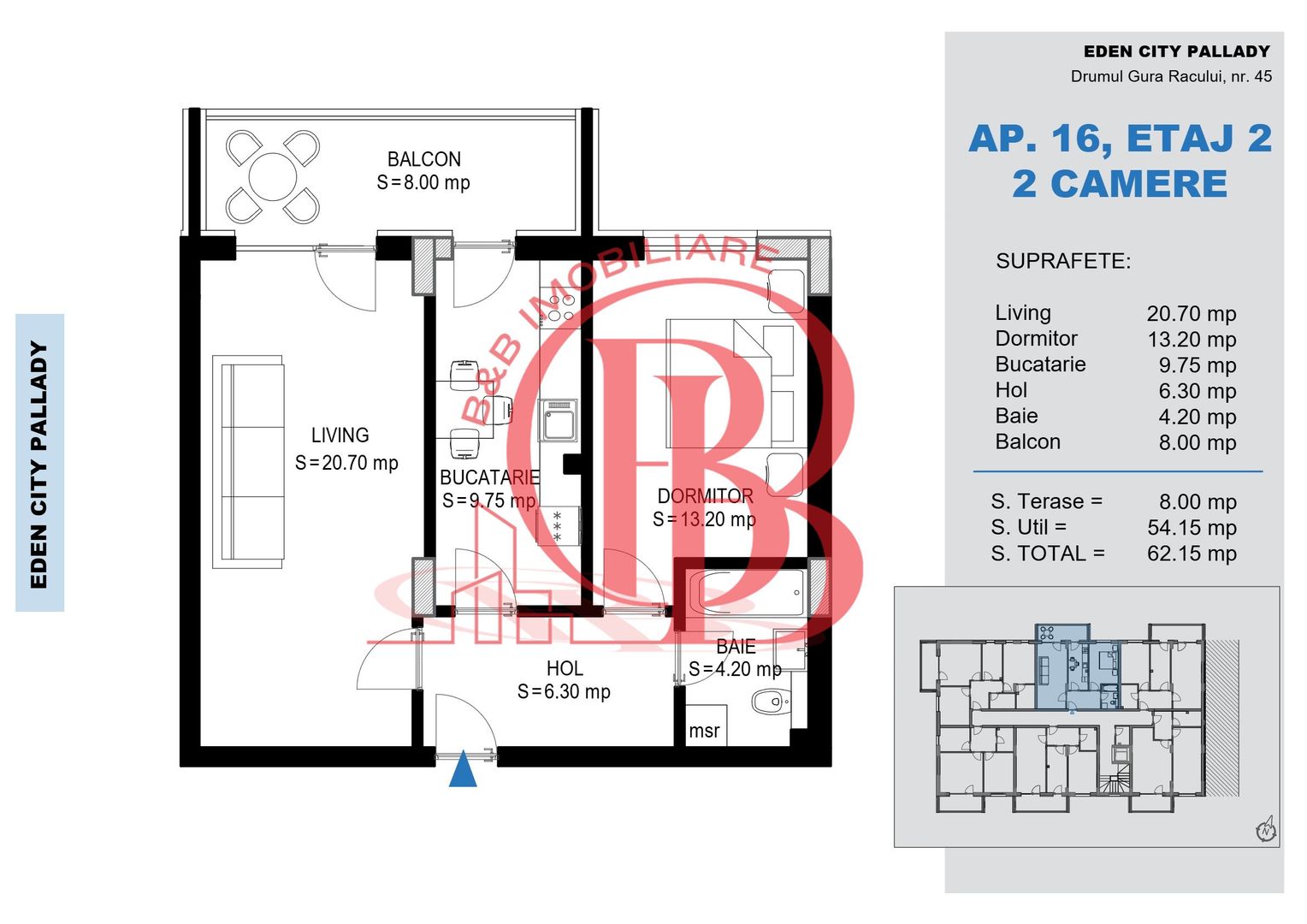 Apartament 2 camere Theodor Pallady Metrou Nicolae Teclu - Schiță 2