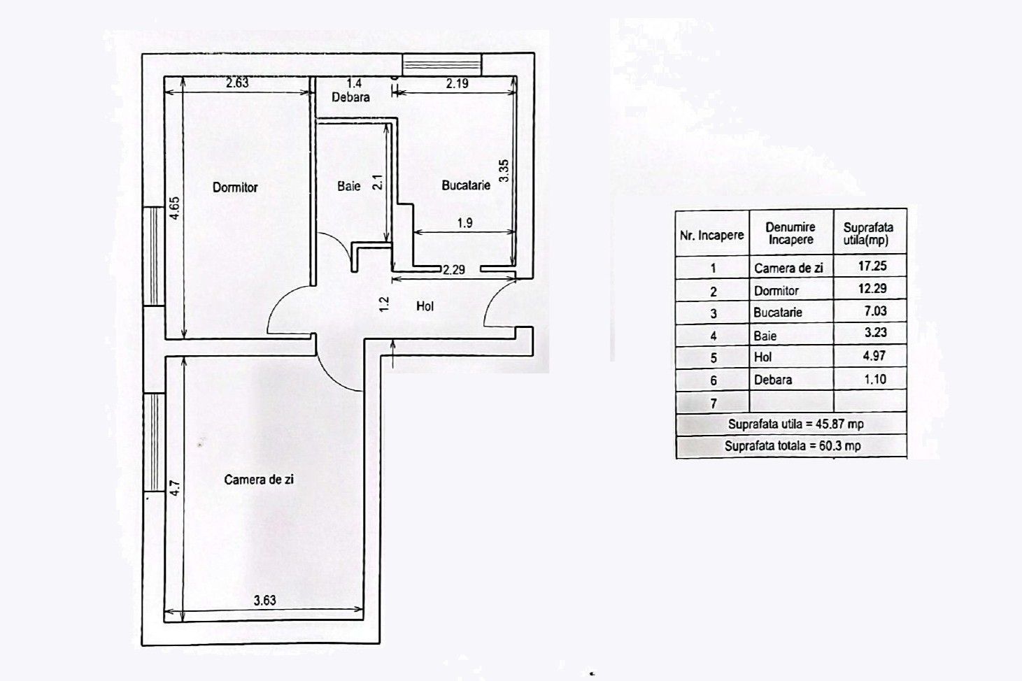 Apartament decomandat, 2 camere, 46 mp – Centru Civic, Brașov - Schiță 13