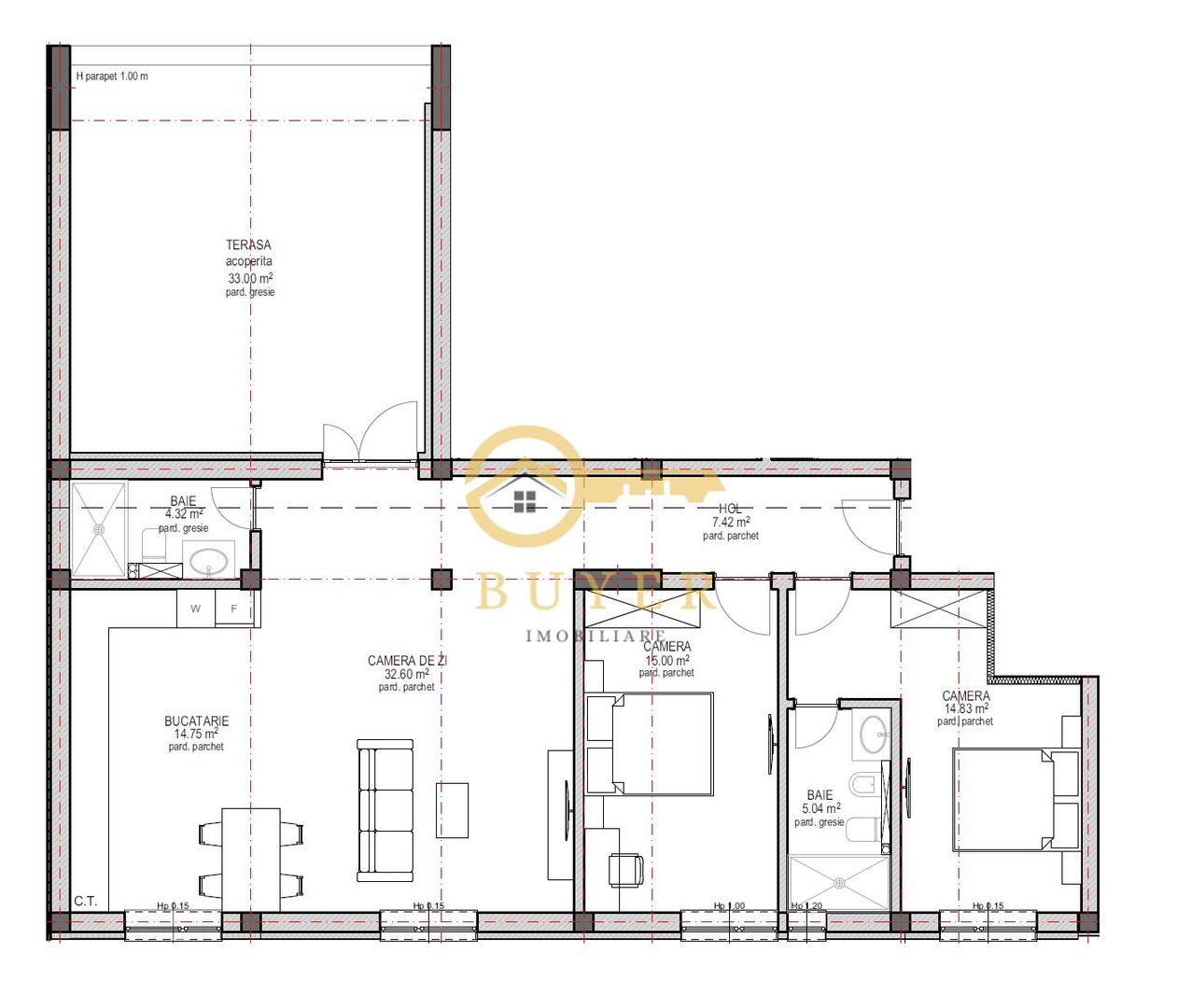 Penthouse 94mp utili langa Lacul lui Binder- Terasa 33mp - Poză 6