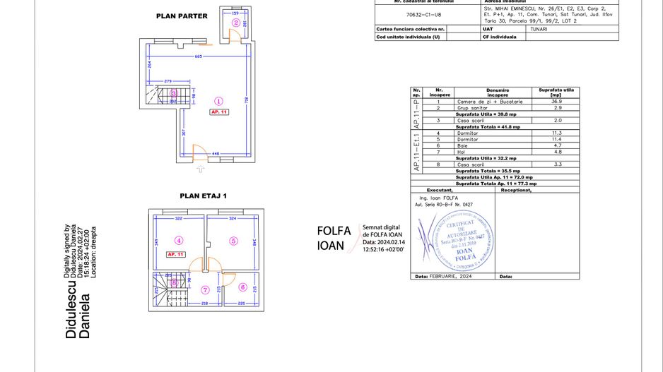 Apartament 11 – 3 camere – 77.3 mp – Parter + Etaj 1 - Poză 1