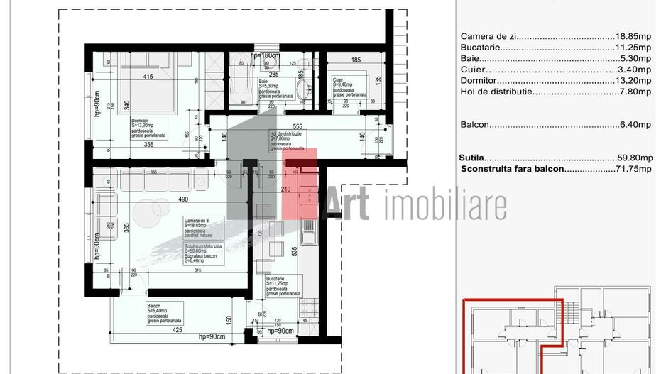 Apartament 2 camere Militari Kaufland Valea Cascadelor - Schiță 1