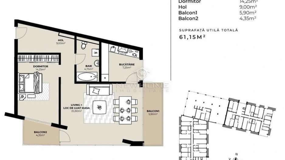 Apartament cu 2 camere Parcare,  zona Bulgaria-Marasti - Poză 3