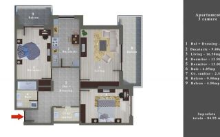 3 camere modern 99D Residence | Șos. Alexandriei | 2 Bai |  Bloc 2022 - Poză 1