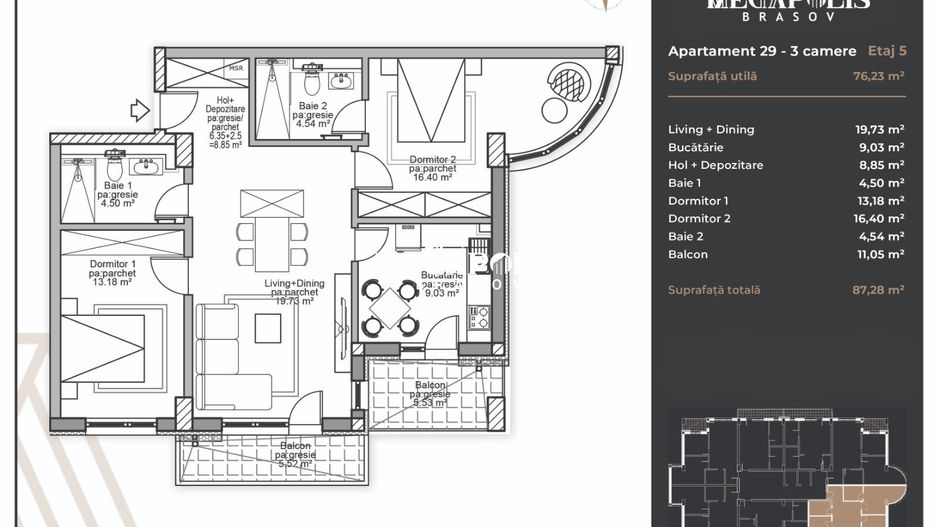 Apartament 3 camere | Coresi | Platǎ Tranşe | Credit - Poză 4