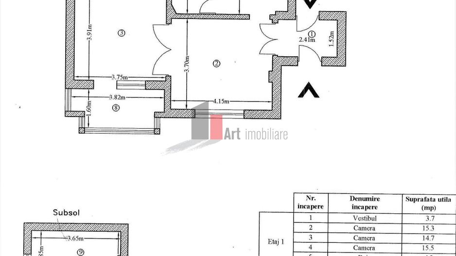 Apartament 3 camere in vila, curte comuna - Calea Mosilor - Schiță 18
