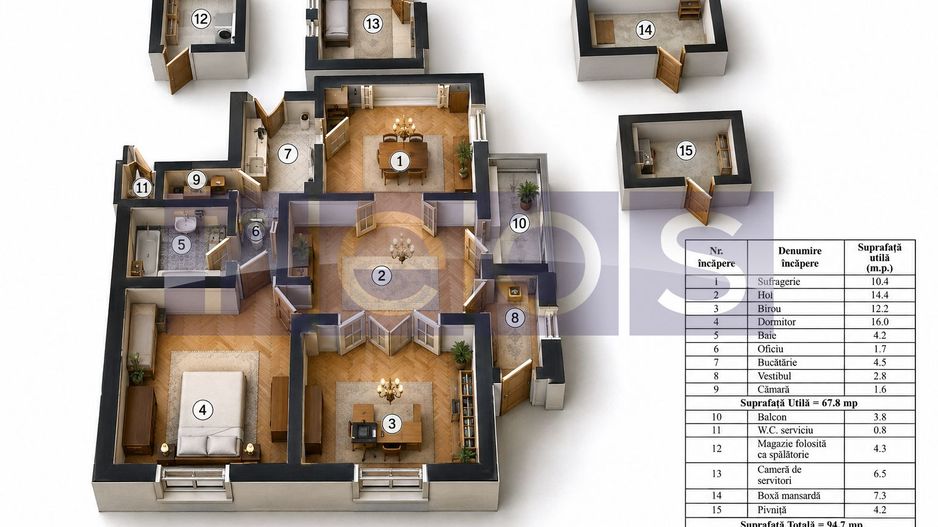 DE VANZARE 3 CAMERE  IN VILA – DOROBANTI – PARTER – IMOBIL P+1+M - Poză 6