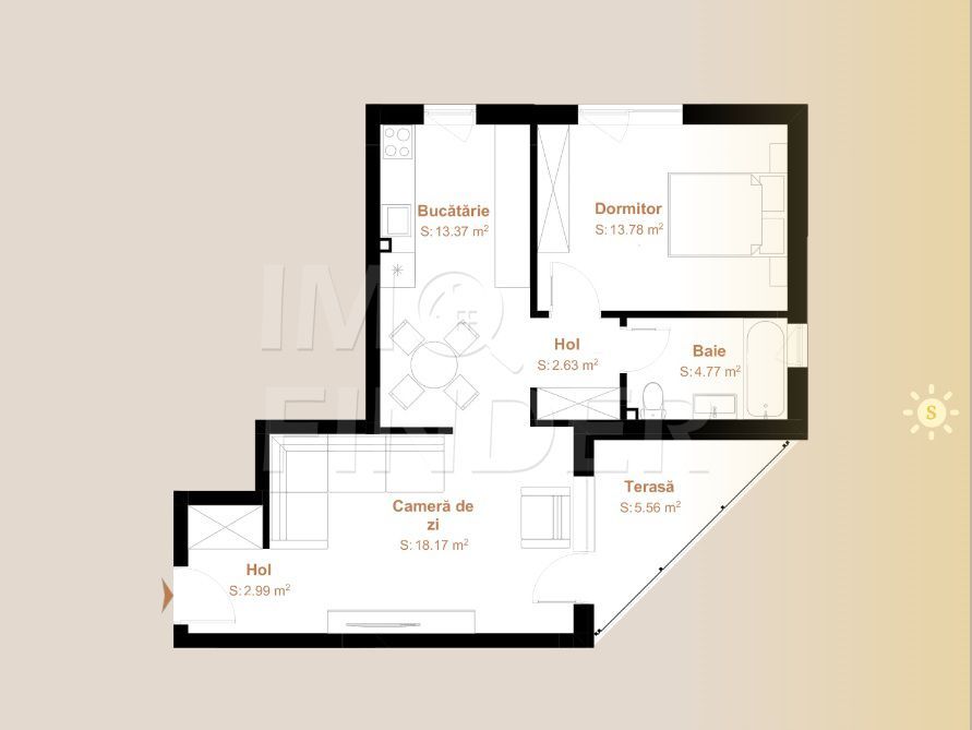 Comision 0%-  2 camere 55.71 mp, zona VIVO - Poză 2
