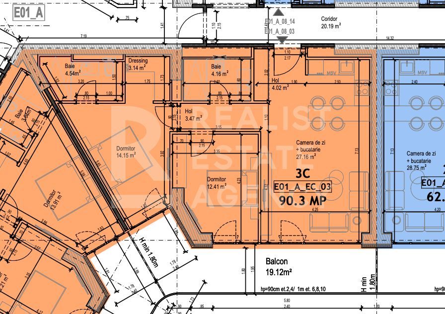 Vânzare, apartament 2 dormitoare, vedere spre lac, One Lake District - Schiță 7